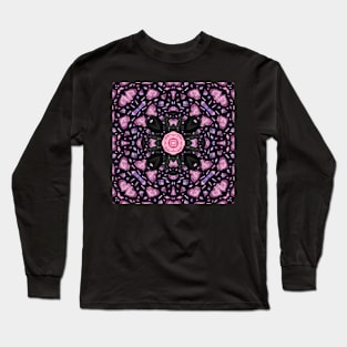 Crystal Hearts and Flowers Valentines Kaleidoscope pattern (Seamless) 14 Long Sleeve T-Shirt